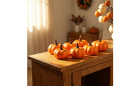 8 Pieces Carved Pumpkin Prop Autumn Faux Pumpkin with Stem Decorative Artificial Pumpkins for Photographers, Christmas