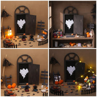Halloween Miniature Door with Ghost Motif Spooky Miniature Dollhouse Door Arched Decorations 3D for Crafters