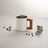 Stainless Steel Mug Wood Handle Wall Insulated Cup Nordic Coffee Cup for Office