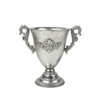 Silver-Toned Vases with Pedestal Base Antique-Style Vase with Pedestal Vintage-Inspired Metal Vase Shiny for Banquet Displays