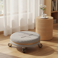 Rolling Stool with Fleece Cover Washable Seat Cushioned for Dressing Room