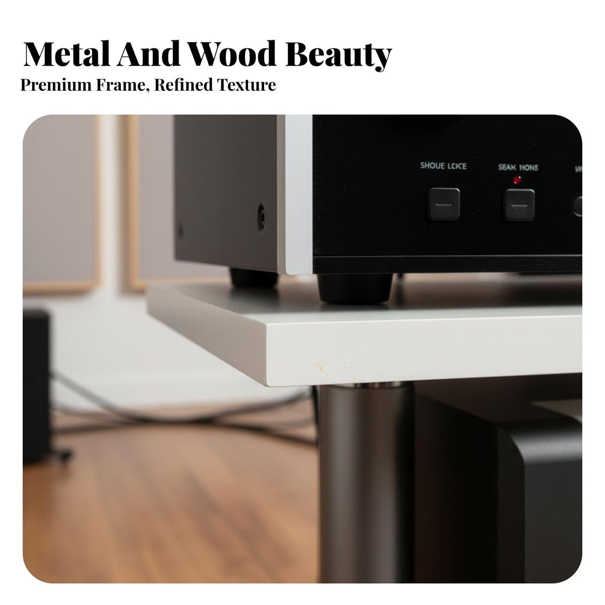 Sturdy Steel Frame High-Fidelity Equipment Rack Heavy Duty Multi-Tier Audio Rack Thickened Shelves Adjustable Amplifier Shelf Lockable Wheels for Audiophiles, Home Theater Enthusiasts, Studio