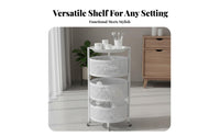 3-Tier Rolling Cart Full Rotation Casters 3-Tier Rolling Trolley Round Metal Utility Trolley Large Capacity for Bathroom