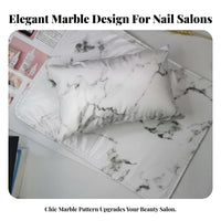 2 Pieces Marble Pattern Nail Cushion Set Soft & Comfortable Manicure Hand Pillow Washable Nail Art Hand Rest Set for Manicurists, Beauty Students, Spa