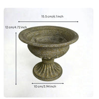 Distressed Pedestal Urn Tabletop Metal Planter Rustic Flower Arranging Pot Classic for Home Decor