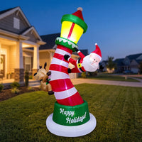 Inflatable with Santa and Reindeer Lighted Inflatable Yard Decor Festive Christmas Inflatable with Santa for Lawn, Garden