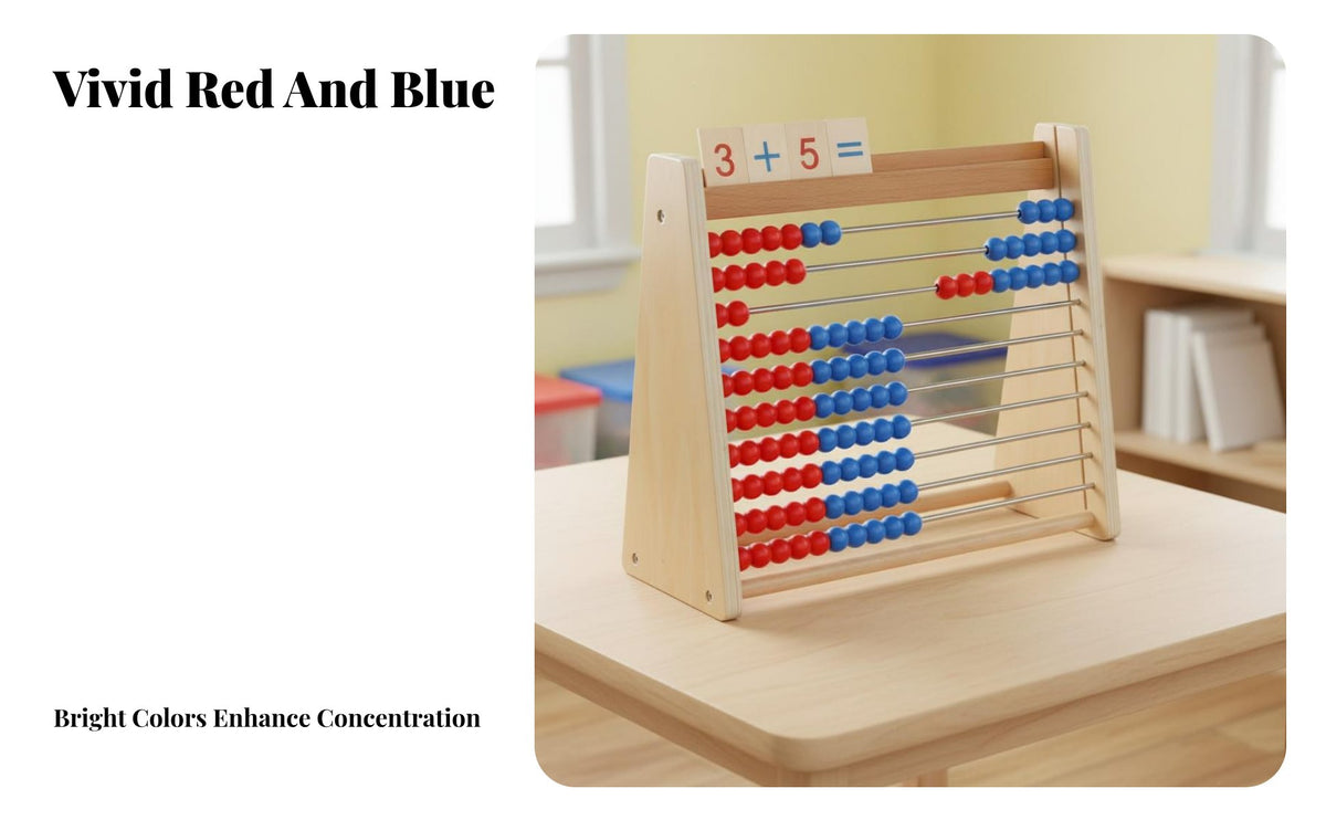 Educational Wooden Abacus Colorful Beads Child-Centered Math Toy Develops Fine Movement Skills for Preschoolers, Toddlers, Classroom