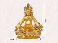 Gilded Yellow Jambhala Buddhist Statue for Altar Decoration