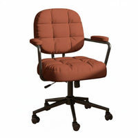 Adjustable Height Upholstered Rolling Chair Ergonomic Design Padded Swivel Armchair Modern Aesthetic Office Furniture High-Density Foam for Students, People Working from Home, Gamers, Dorm Room, Bedroom, Vanity Area