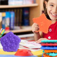 6 Pieces Stress Relief Textured Sensory Block Easy to Clean Silicone Sensory Stone Calming Textured Silicone Cube Quiet for Children