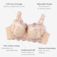 Push Up Bra with Underwire Support and Padded Cups for Women, Adjustable Straps for Everyday Wear, Lightly Full Coverage