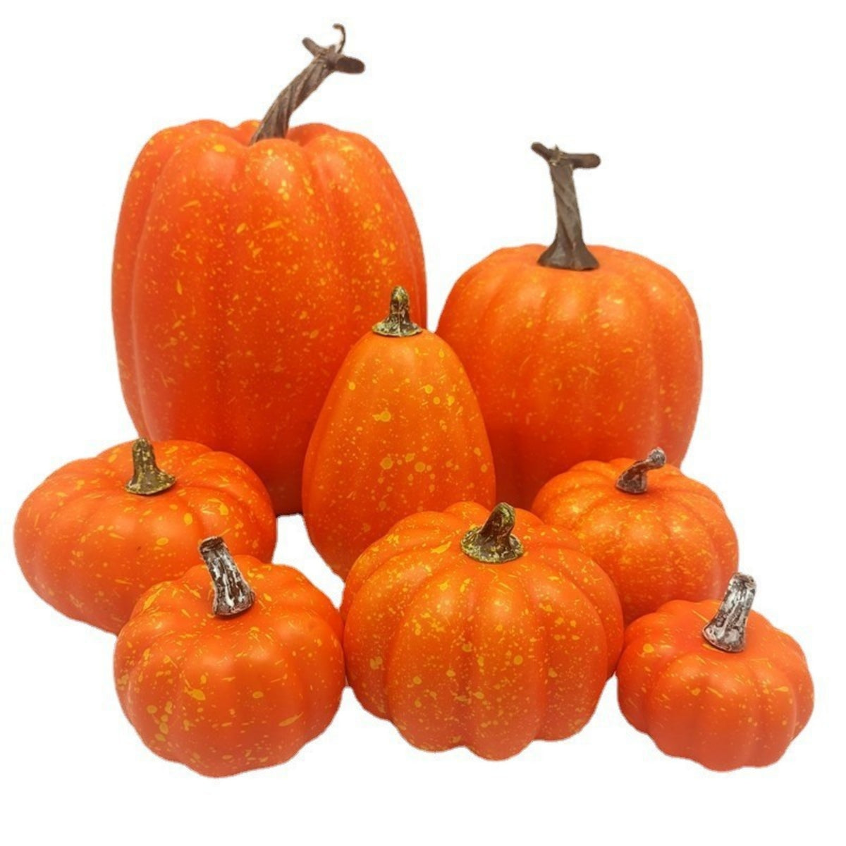 8 Pieces Assorted Artificial Pumpkins Decorative Artificial Pumpkins with Molded Decorations for Crafters
