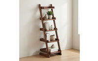 Ladder Bookshelf Solid Wood Wall Ladder Bookshelf Space-Saving Leaning Bookcase for Book Lovers, Home Office, Living Room, Reading Nook