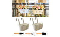 2 Pieces Oval Hanging Planter Distressed Finish Metal Hanging Planter Plant Holder Ribbed Sides Home Decor Embossed Plaque