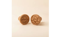 2 Pieces Easy to Use Cookie Stamp with Wooden Handle Versatile Cookie Stamp with Handle Comfortable Baking Dough Press Sturdy for Parties