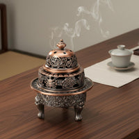 Tripod Aromatic Burner Antique Finish Ornate Alloy Aromatic Burner Holder Vintage Metal Censer Heat-Resistant Mini Tripod