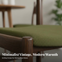 Thickly Padded Cushion Retro Wooden Dining Chair Sturdy Construction Upholstered Solid Wood Chair Ergonomic Design Indoor Furniture Easy Assembly for Homeowners, Families, Adults, Kitchen, Living Room, Restaurant, Home Office