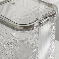 Translucent Plastic Desktop Trash Bin Hinged Lid Desktop Trash Can Wavy Texture Small Waste Bin Metallic Rim for Bathroom