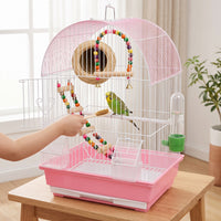 Bird Cage for Small Parrots and Finches, Anti-Splash Design, with Accessories