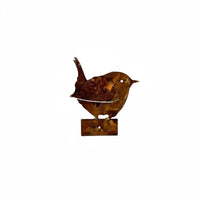 Iron Garden Decor, Rust-Colored Bird Sculpture, Outdoor Metal Yard Stake