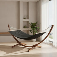 Hammock Chair with Stand Freestanding Hanging Chair with Stand Wooden Hanging Lounger with Frame for Adults, Balcony, Garden, Backyard