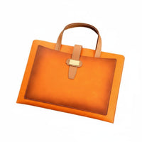 Hand Carry A4 Document Bag Large Capacity Leather File Bag Wear-Resistant Portable Contract Folder 2 Pockets for Professionals, Business People, Travel