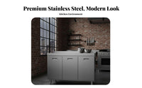 Easy to Clean Stainless Steel Kitchen Cabinet Rust-Resistant Steel Kitchen Cabinet Waterproof 2 Door Pantry Cupboard Large Capacity for Apartment Dwellers, Homeowners, Landlords, Laundry Room, Bathroom, Garage