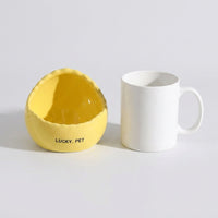 Ceramic Bird Feeder and Waterer, Small Eggshell Bird Feeder with Freestanding Design, Eggshell Water Bowl for Indoor Cage or Outdoor Use