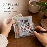 Mini PVC Money Saving Binder with Pockets, Portable Budget Planner Organizer for Cash and Cards