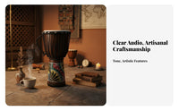 Good Sound Quality Rope-Tuned Djembe Long-Lasting Hand Drum Lightweight Percussion Instrument Handmade for Beginners, Musicians, Performance, Live Performances, Home Practice, Outdoor Gathering