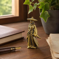 Miniature Brass Female Knight Figurine for Micro Landscape Bonsai Aquascape