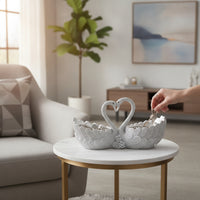 Swan Storage Ornament Romantic Swan Organizer Decor Exquisite Scalloped for Entryway, Dresser