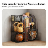 Portable with Wheels Stretching Mat Storage Rack Space Saving Rolling Fitness Equipment Cart Large Capacity Fitness Equipment Rolling Cart Sturdy Construction for Living Room