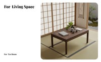 Japanese Design Floor Desk Space-Efficient Size Low Table Space-Saving Vintage Design for Apartment Dwellers, Bay Alcove