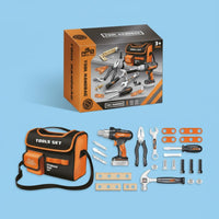 Realistic Design Toy Drill and Chainsaw Set Kids Power Tool Set Pretend Play Tool Kit for Boys