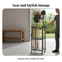 Mobile Design Garden Tool Rack Space-Saving Garden Tool Organizer Heavy Duty Easy Assembly for Farmers, Gardeners, Basement, Warehouse