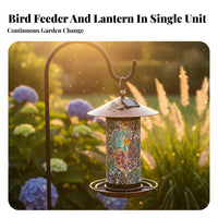 Solar Powered Lantern Feeder Double Purpose Solar Birds Feeder Weather-Resistant for Gardeners, Backyard, Patio