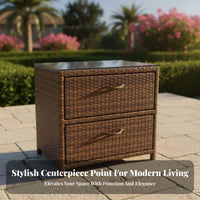 Waterresistant Rattan Door Cabinet sunlight-resistant Multi-Shelf Wicker Cabinet Multifunctional Outdoor Furniture With Doors for Apartment Dwellers, Interior Design fans, Balcony, Garden, Entrance, Hallmanner
