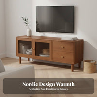 Space-Saving Low-Profile TV Stand Century-Century Modern Design Media Console Stable Construction Entertainment Center Cable Management for Apartment Dwellers, Homeowners, Families, Living Room, Bedroom
