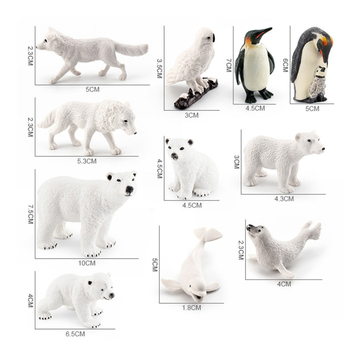 10 Pieces Arctic Animal Figures Hand Painted Arctic Animal Figurines Arctic Wildlife Figures Highly Detailed Educational