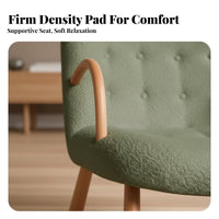 Nordic design Upholstered Armchair with Wooden Legs sturdy Wood Frame Lounge Chair space-saving Design Indoor Furniture snug Fabric for Apartment Dwellers, Young Adults, Balcony, Living Room, Bedroom, perusing corner