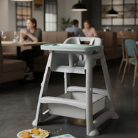 Easy to Clean Multi-Function High Chair with Tray 5-Point Safety Harness Feeding Chair with Removable Tray Silent Universal Wheels Stable Pyramid Structure for Babies, Toddlers, Infants, Restaurant, Hotel