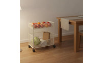 360° Swivel Wheels Fruit Vegetable Storage Cart Heavy-Duty Rolling Vegetable Rack Lockable Casters Rolling Kitchen Cart Rust-Proof for Pantry