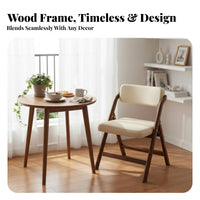 Foldable Design foldable Backrest Chair Space-Saving Upholstered foldable Chair Stackable Dining Seat Faux Wood Finish for Apartment Dwellers, Office Staff, Small compact areas, Events, Parties, Balcony