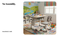 Safe & Long-Lasting Adjustable Kids Desk and Chair Sturdy & Stable Height Adjustable Classroom Desk Large Desktop children's Study Table Set Space-Saving for Students, Tutoring Center, Bedroom, Home, Playroom