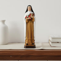 Decorative Gift Nun Holding Flowers Figure Serene Design Nun Figurine Highly Detailed Catholic Collectible Figure for Collectors, Church, Mantelpiece, Bookshelf, Desk