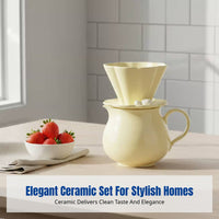Handmade Ceramic Pour Over Coffee Pot Set, Flower Strainer Mug, Minimalist Coffee Kit