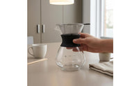 Heat-Resistant Sleeve Mesh Filter Coffee Pot Measurement Markings Glass Pour over Brewer