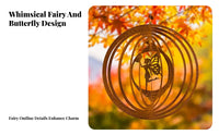 Fantasy Design Fairy Butterfly Rustic Finish Metal Fairy Wind Weather Resistant for Adults, Women, Yard, Patio, Balcony