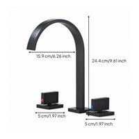 Waterfall Faucet with Square Handles Matte Black Mixer Tap Minimalist for Vanity